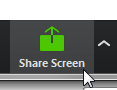 A button with a green rectangle and an arrow pointing upwards from its centre, and the text "Share Screen."