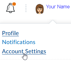 account settings area