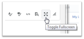 A Brightspace Discussions post with the pointer over the full screen toggle