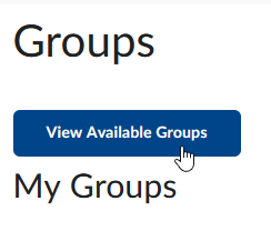 The Groups page, with the View Available Groups button selected