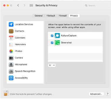 The MacOS Security & Privacy window