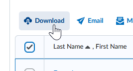 the Download button in a list of Assignment folder submissions
