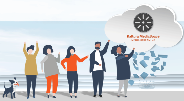 five cartoon figures underneath a cloud that reads Kaltura MediaSpace