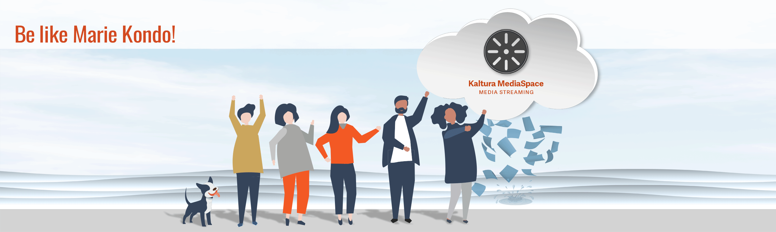 five cartoon figures underneath a cloud that reads Kaltura MediaSpace