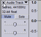 the left edge of an Audacity track, with the pointer on the "X" button