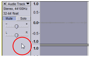 screencap of the pointer selecting an entire Audacity track