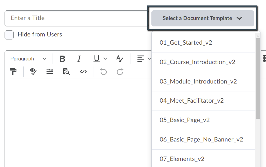 To apply a template, select the desired style from the Select a Document Template drop-down menu.